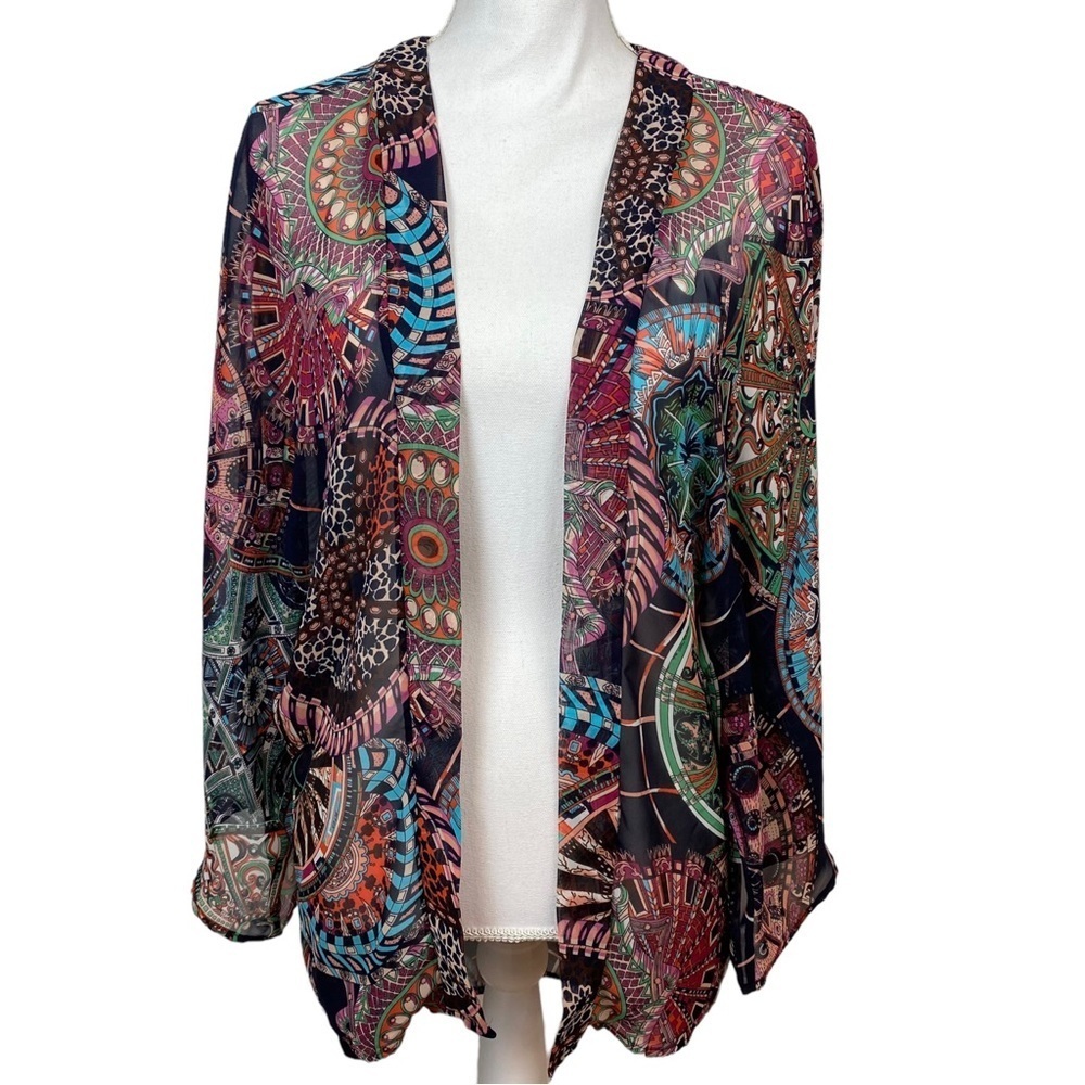 Haute Society Kimono Cardigan Size Small Semi Sheer Lightweight Boho Flowy